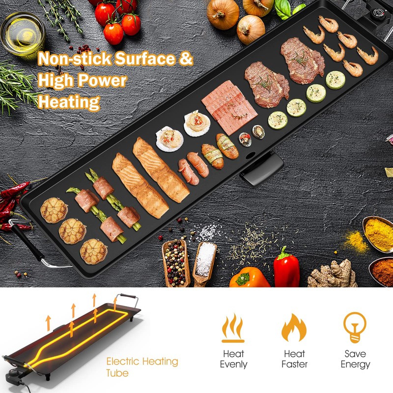 ARLIME Electric Griddle, 35" Teppanyaki Grill w/Extra Large Tabletop, Portable