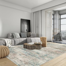 6x9 Area Rugs Washable Rug: Large Modern Abstract Living Room Rug Soft Anti-Skid Thin Carpet Indoor Floor Non-Shedding Carpets for Bedroom Dining Room Farmhouse Nursery Home Office Multi Color