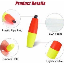 Fishing Float Bobber Peg Floats for Catfish Crappie, Fishing Foam Cigar Floats Corks Slip Bobbers with Pipe Plug for Santee Rig Catfish Rig 2inch, 2.5inch, 3inch, 7 Colors