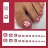 24 Pcs Summer Red French Tip Press on Short Square