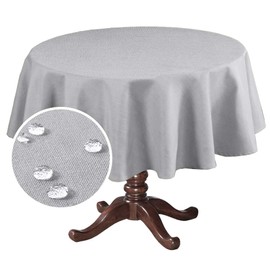 H.VERSAILTEX Rectangle Linen Textured Table Cloth Thick Fabric Wrinkle Free Washable Dust-Proof Tablecloth for Dining, Buffet Parties, Picnic, Events, Weddings and Restaurants, 177cm Round, Grey