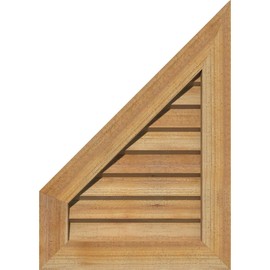 Ekena Millwork 20"W x 32"H Half Peaked Top Left (25"W x 38 1/2"H Frame Size) 8/12 Pitch: Unfinished, Non-Functional, Rough Sawn Western Red Cedar Gable Vent w/Decorative Face Frame