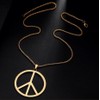 Fashion Jewelry Large Peace Sign Pendant Necklace - Gold