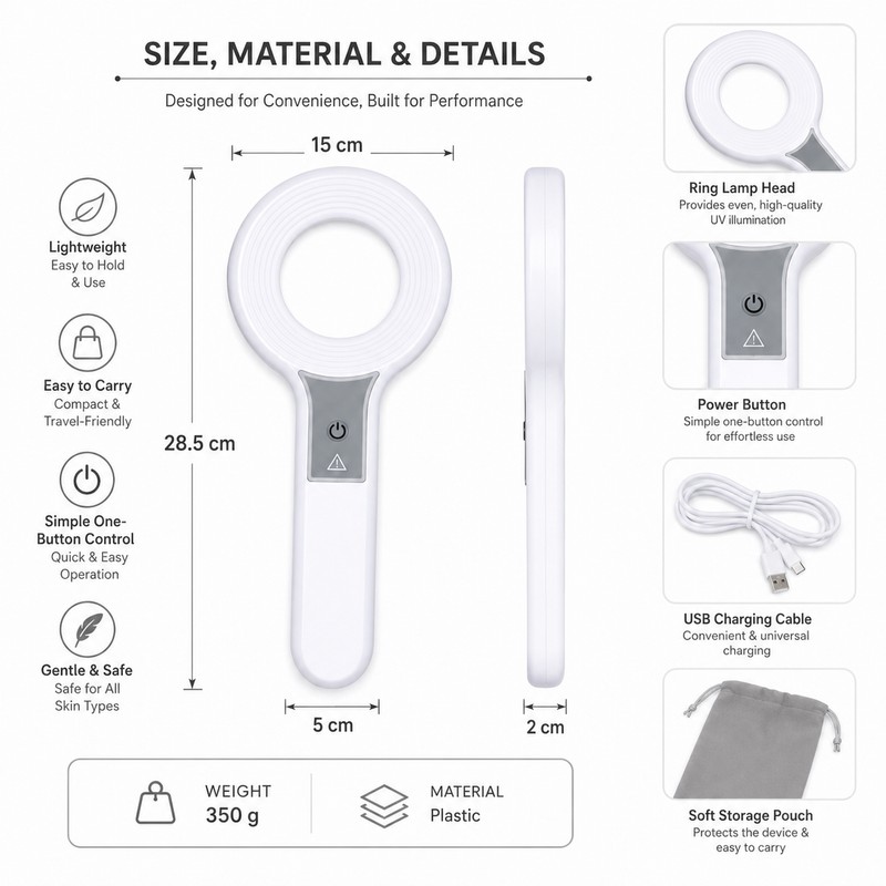 Skin Analysis Magnifier for Beauty Care – Rechargeable 3X Wood