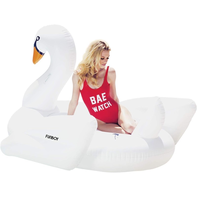 FUNBOY Giant Inflatable Swan Pool Float, Luxury Float for Summer