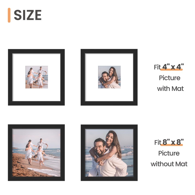 upsimples 8x8 Picture Frame Set of 10, Display Pictures 4x4