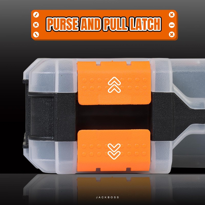 Jack Boss Tool Box with Transparent Lid, Double Side 34-Compartments