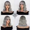 Grey Wigs With Bangs Women's ombre grey Bob Wig Synthetic