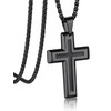 Bandmax Black Cross Necklace for Men Stainless Steel Cross Pendant