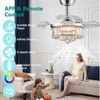 LumZeylith 30" Retractable Crystal Ceiling Fan with Light, RGB Modern