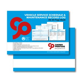 Cherry Vehicle Service Schedule & Maintenance Record Log A5 | 24 Service Stamps | 20 Page Booklet | Maintenance Tips & Notes Pages | Made in UK | for Cars Vans and Motorbikes