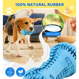 IPTPAS Durable Dog Chew Toy for Teeth Cleaning, Natural Rubber Dental Toy for Small Medium Dogs & Teething Puppies, Tough Chew Toy for Aggressive Chewers, Reduce Boredom and Keep Dogs Busy (Blue)