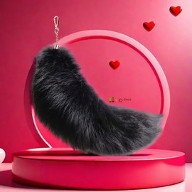 Iivos Fluffy Therian Fox Tail Keychain - Soft Plush Accessory for Cosplay, Ren Faire, and Everyday Use - Detailed Design