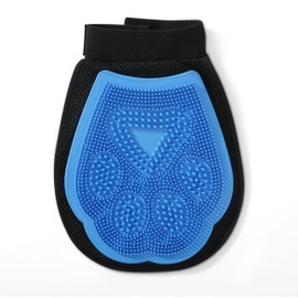 Wags & Wiggles Dual Sided Dog Grooming Glove with Rubber Paw - 2-IN-1 Grooming Tool for Brushing, Massaging, and Scrubbing - Velour Side Acts as Fur Remover