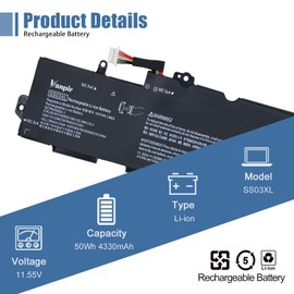 SS03XL 933321-855 Battery for Hp EliteBook 730 735 740 745 830 840 846 G5 EliteBook 735 745 830 840 G6 ZBook 14U G5 G6 Notebook HSN-I13C-4 932823-421 933321-852 932823-1C1 HSTNN-LB8G HSN-113C-4