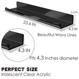 YMVV 23.6 Inches Black Clear Acrylic Wall Mounted Floating Shelves,Kids Room Wall Display Bookshelf,Modern Thickened Ledge Shelves Toy Display Organizer Decor 2 Pack