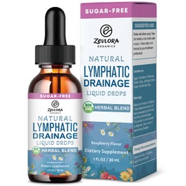 Lymphatic Drainage Support Drops – 11-in-1 Herbal Extract Formula with Echinacea, Dandelion, Elderberry & Milk Thistle – Herbal Liquid for Fluid Balance & Circulation Support – Raspberry -1 Fl Oz