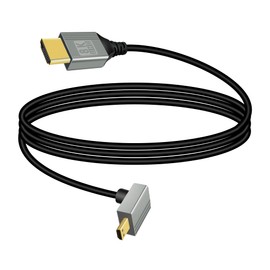 RIIEYOCA 8K Micro HDMI to HDMI Adapter Cable, 90 Degree Down Angled Micro HDMI Male to HDMI Male 8K@60Hz 4K@120Hz 48Gbps High-Speed HDMI 2.1 Connection Cable for Laptop, TV (1M)