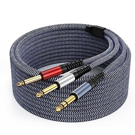 Cable estéreo de 1/4 de 15 pies a cable dual mono - divisor en Y para amplificadores, mezclador, guitarra, altavoces y más