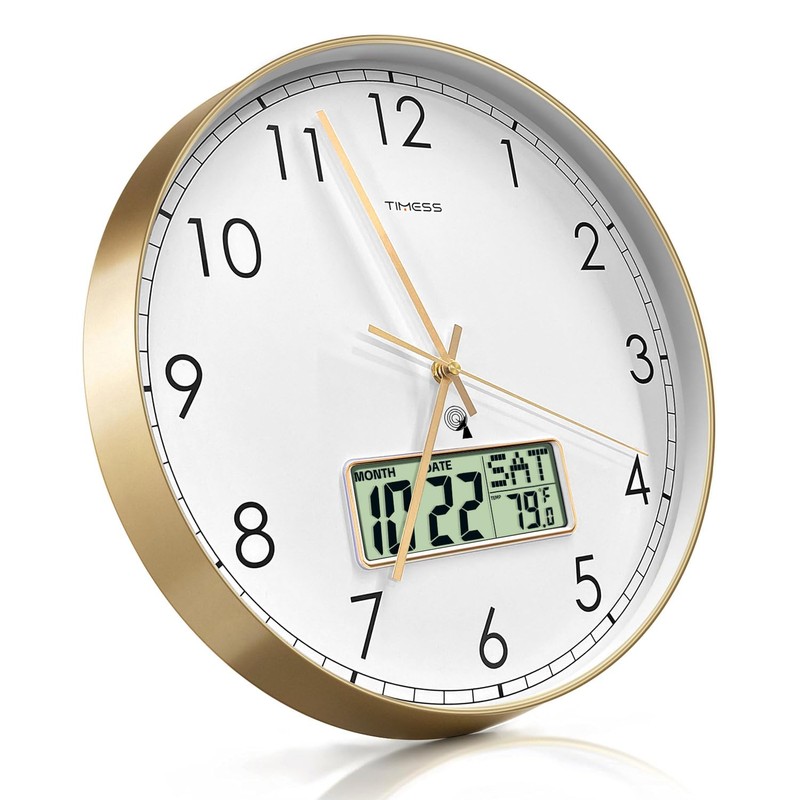 TIMESS Atomic Analog Wall Clock, WWVB Self-Setting Battery Operated 12"