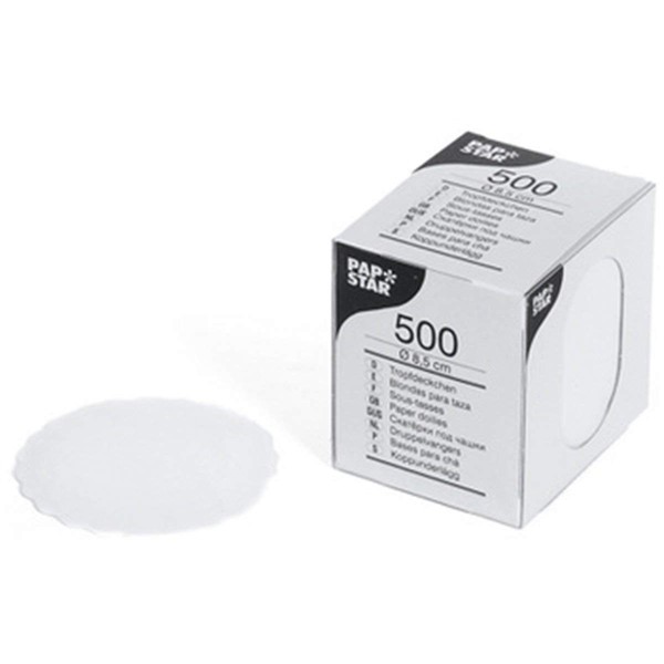 PAPSTAR Tassendeckchen rund, weiß, Durchmesser: 8,5 cm