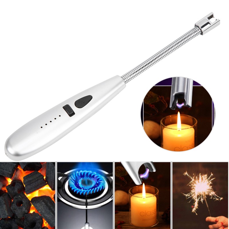 Power Display Pulse Lighter Metal Hose USB Charging Electric Lighter