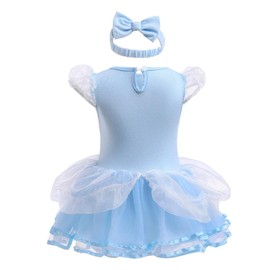 Lito Angels Baby Girls Princess Cinderella Fancy Dress Up Costume Infant Bodysuit Romper with Bow Headband Age 6-9 Months, Blue 345