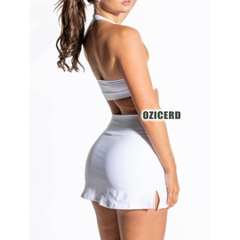 OZICERD Two Piece Tennis Skirt Sets for Women 2 Piece Mini Skirt Set Going out Golf Skort Athletic Skirt Pickleball Outfit White S