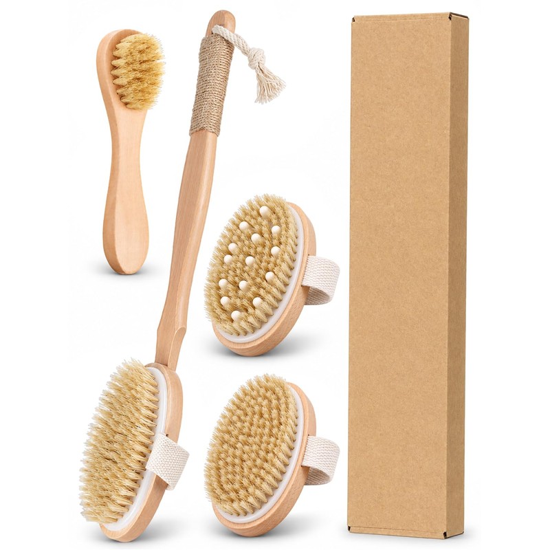 Cepillo Corporal Exfoliante de Madera con Cerdas Naturales，Cepillo Exfoliante Corporal，Cepillo