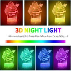 UneedMe Night Light for Children, 3D Light Lamp Santa Claus Toy Night Lamp 16 Colours with Touch Switch, Remote Control for Bedroom Decor Lamp, Christmas Gifts [Energy Class A]