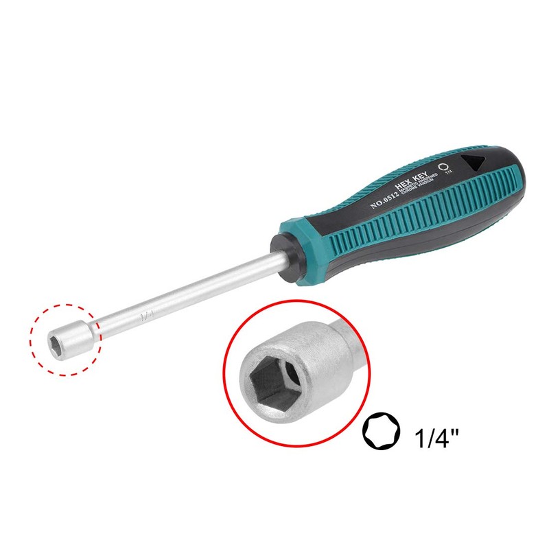 sourcing map 1/4-Inch Hex Nut Drivers Non-Magnetic Six Point Tip