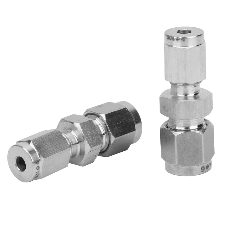 4Pcs Compression Tube Fitting Stainless Steel DoubleFerrule Converter Adapter(Ф4/Ф6 )