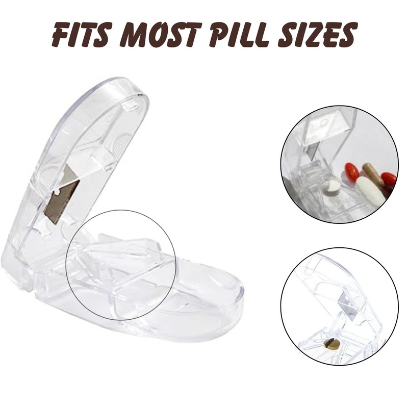 Glamified Pill Cutter, Portable Tablet Cutter with Blade and Storage