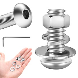 (20 Sets) 1/4 20 Stainless Steel Bolts, 1/4 x 5/8 Button Head Socket Cap Bolts Screws, Fully Threaded 1/4-20 Bolt, Assorted Screws Nuts and Bolts by Marysino