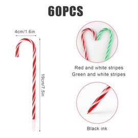 Candy Cane Pens, 60 Pcs Christmas Stripes Cane Ballpoint Pen Umbrella Shaped Pen with Black Ink for Classroom Gift Toys Present Holiday Xmas Party Stationery Supplies