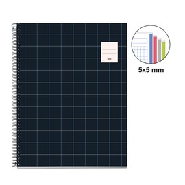 Miquelrius - A4 notebook, 5 mm grid, hardcover notebook, A4 notebook with 100 micro-perforated sheets, A4 notebook with 4 colours to organize, Extra Opaque paper 70 g/m², 4 holes for filing