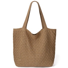 EIMMBD Crochet Bags for Women Beach Totes Bags Aesthetic Summer Tote Shoulder Hippie Bag Knit Bag, Large Brown-b, Large, Fashion