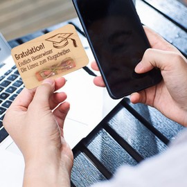 1 x Bachelor Gift, Graduation Money Gift, Money Gift Packaging Made of Wood, Congratulations Graduation Gift (12 x 8 cm), Money Gift Packaging, for Lovers, Graduation Gifts