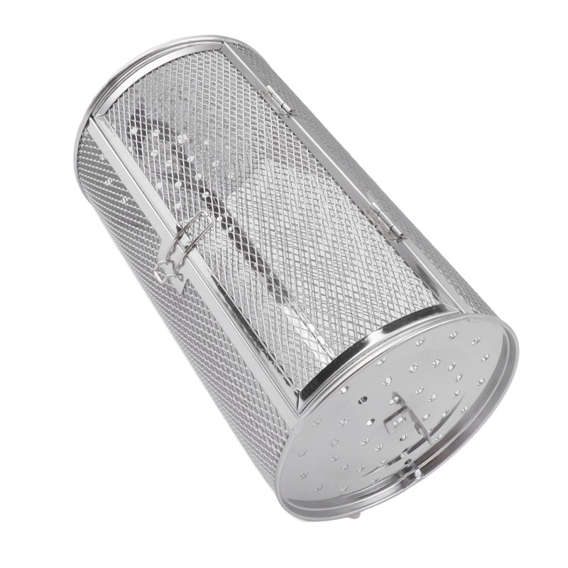 Rolling Grilling Basket Stainless Steel Grill Cage Round Stainless Steel