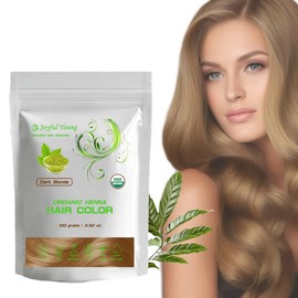 100% Organic Henna Hair Color – Natural, Chemical-Free Hair Dye for Rich, Vibrant Color & Gloss – Grey Coverage, Safe for All Hair Types, Vegan Non-Toxic, Herbal Hair Treatment (DARK BLONDE)