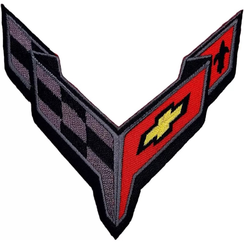 Corvette C8 Racing Checkered Flag Embroidered PATCH -3PC SET IRON