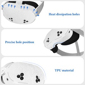 Geekria Silikon VR Kulaklık Koruyucu Kabuk Meta Quest 3S ile Uyumlu, Hafif ve Dayanıklı Ön Yüz Kapağı Aksesuarları, Kaymaz Çizilmez Kılıf VR için Kapsamlı Koruma (Beyaz)