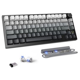 Attack Shark X820Ultra Wireless 75% Mechanical Gaming Keyboard with Screen & Knob Hot Swappable 2.4GHz/BT/Wired RGB Backlit Gasket Mount Side Print PBT Keycap QMK Web Driver Shark Switch-Moonnight