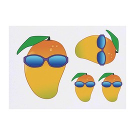 Azeeda 4 x 'Mangofrucht ' Temporäre Tattoos - Wasserfest, Hautfreundlich & Ungiftig · Transfers in Verschiedenen Größen (TO00073544)