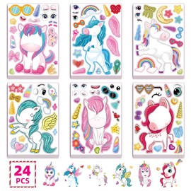 24 Pegatinas para niños y niñas,juguetes interactivos padre-hijo,pegatinas decorativas,la artesanía favorita de las fiestas infantiles,Diversión Pegatinas para niñas de 4 a 6 a 8 a 10 Niños
