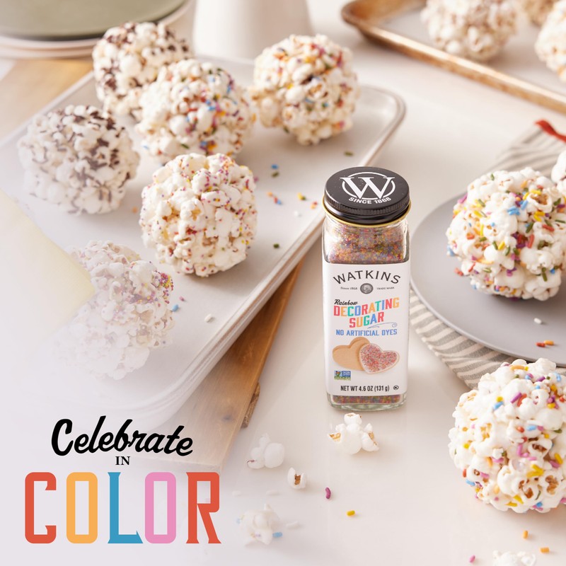 Watkins Rainbow Decorating Sugar, Non-GMO, 4.6 Ounce, Pack of 3