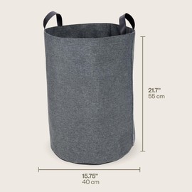 Bigso Box of Sweden Aufbewahrungskorb für Kleidung, Spielzeug usw. – freistehender Korb mit 2 Griffen – großer Wäschesammler aus Polyester und Karton in Leinenoptik – grau