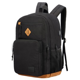 KEOFID Laptop Backpack for Men Women, Large School Backpack for Boys, Girls and Teenagers, Anti-Theft Computer Backpack, 15.6 Inch Laptop, Hand Luggage Backpack, Dark Black, Rucksack Backpacks