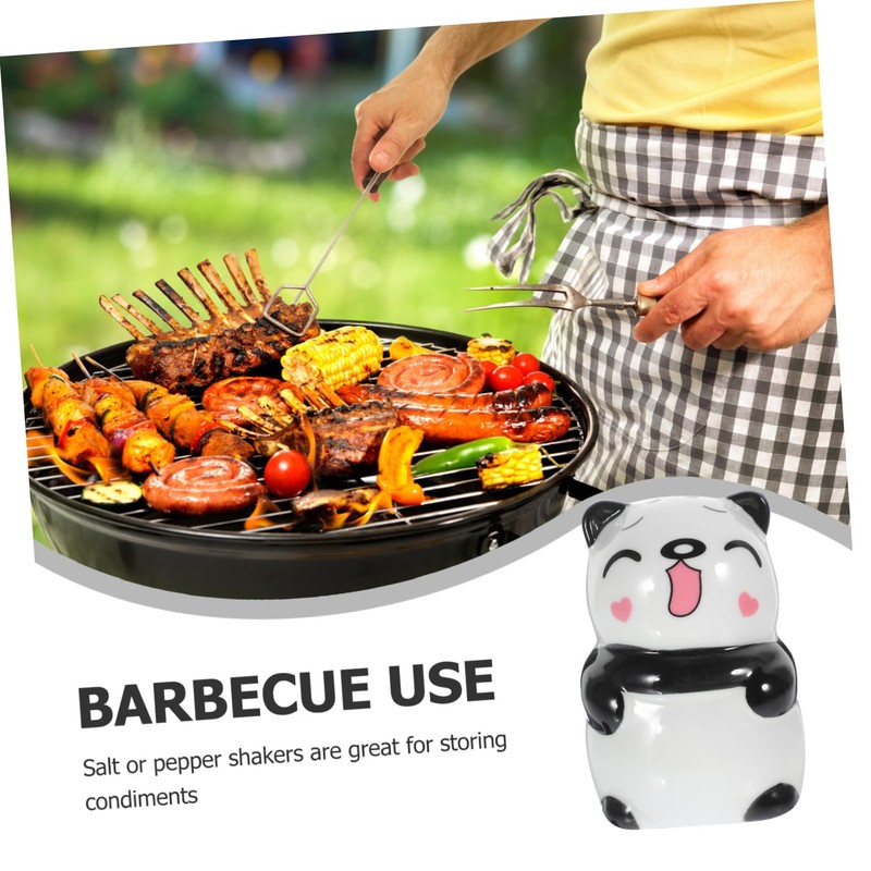 COLLBATH Panda Shape Ceramic Spice Jar Salt Pepper Dispenser Set