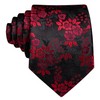 Barry.Wang Red Black Tie Floral Silk Necktie with Tie Clip